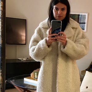 Sandro faux fur jacket in cream.